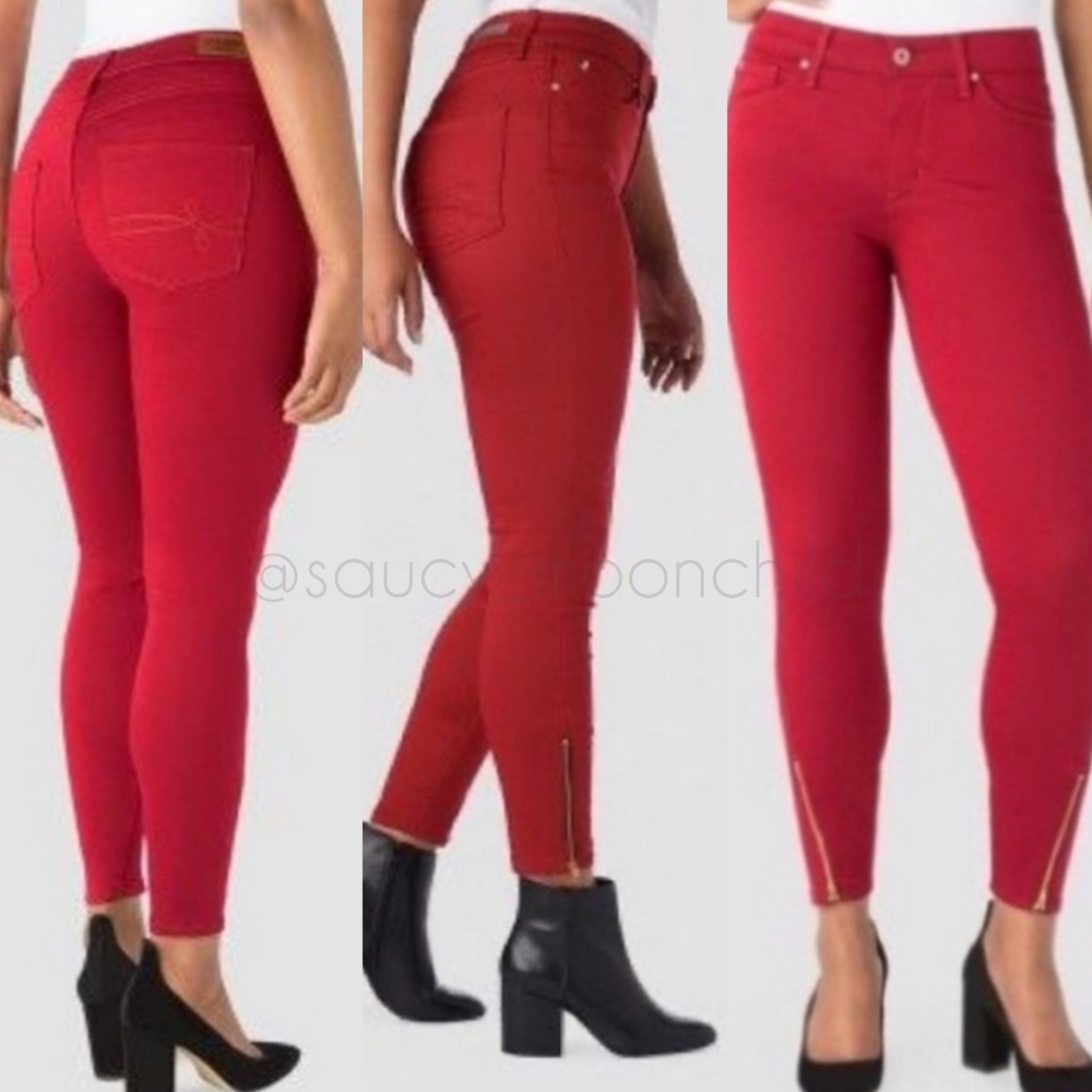Denizen by Levis • High Rise Ankle Red Colored Zip Ankle Skinny Jeans 29 / 8